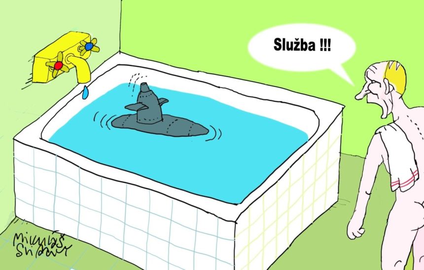 Karikatura dna Medzitym v Kremli