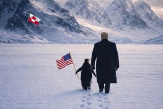 Biely dom zverejnil ai fotku trumpa s tucniakom a gronskou vlajkou co vyvolalo posmesne reakcie