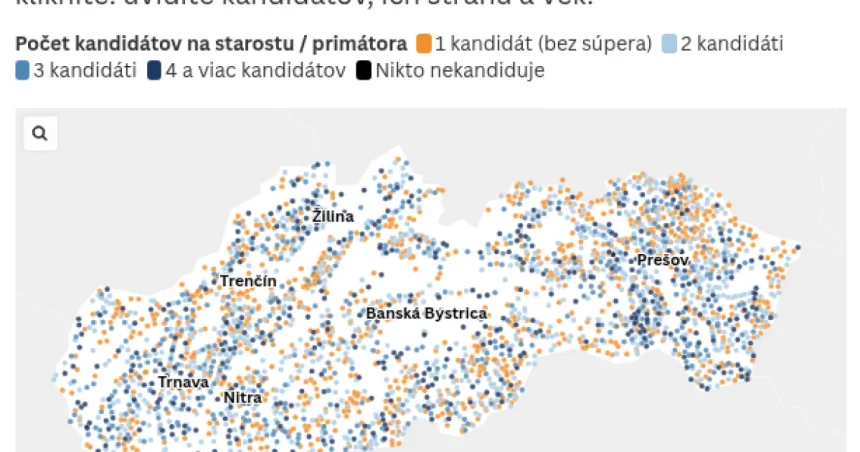 Hlas a Sme rodina klesajú, Republika a nezávislí rastú. Mapy kandidátok