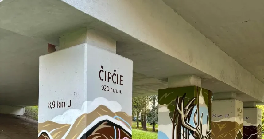 Zo stĺpov vznikla mapa hôr. Nový streetart oživil most na sídlisku